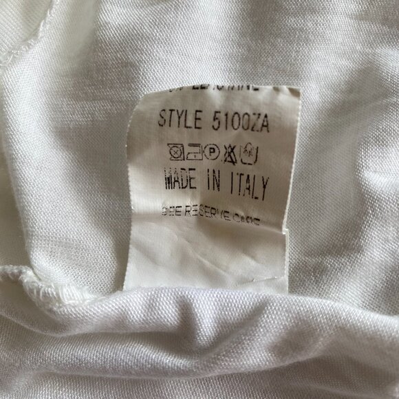 Belle France White Silk Blouse Sheer Sleeves Crocheted Floral Neck Size S - Picture 6 of 9